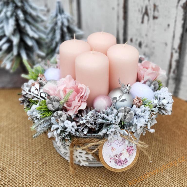Adventní plecháček - Jemná starorůžová