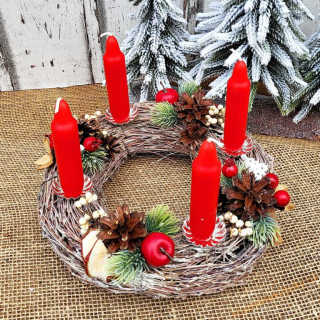 Adventní svícen  malý -  Červený I. 