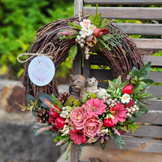 Věnec proutěný - Podzimní s veverkou 