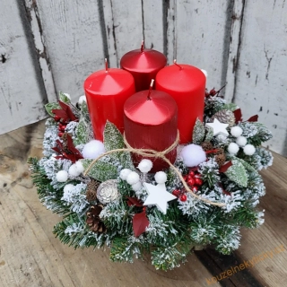 Adventní věnec  / umělý / - Tmavo červený