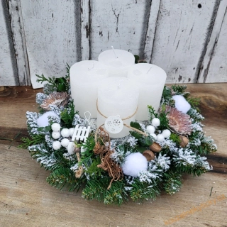 Adventní věnec  / umělý / - Bílý 