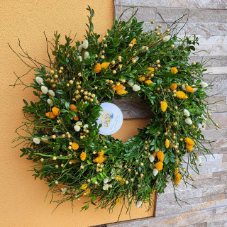 Věnec přírodní   -  Zelený se žlutými prvky 