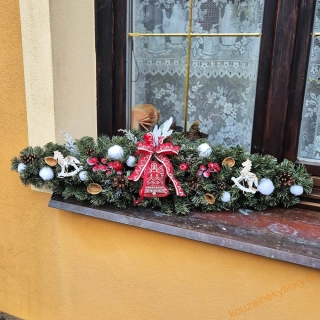  Girlanda zelená 80cm -  červený zvonek 