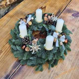  Adventní Chvojový Nobilis 33cm krémovo-hnědý 