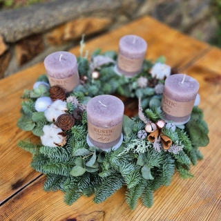  Adventní Chvojový Nobilis 40cm Rustical do staro růžové 