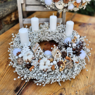 Sušinový věnec adventní  - Sněhová krajinka