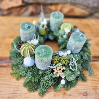  Adventní Chvojový Nobilis 33cm Rustical do ledově zelené 