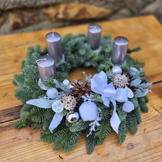  Adventní Chvojový Nobilis 33cm  - stříbrný 