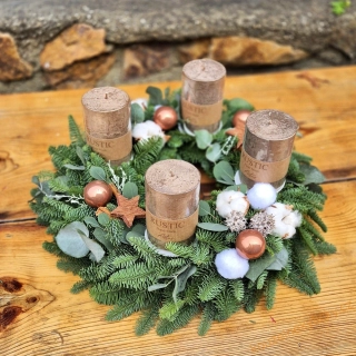  REZERVACE  Adventní Chvojový Nobilis 40cm Rustical do ledové měděné  II. 